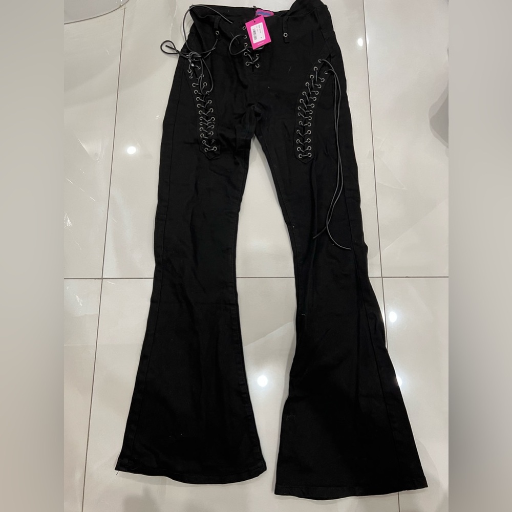 Edikted ENGINE BLACK FLARED JEANS